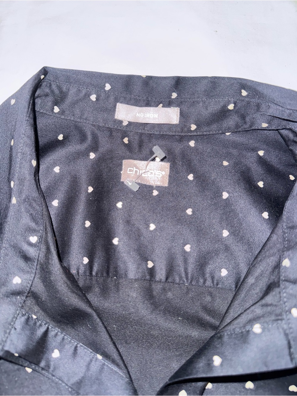 Chico's Black Shorts with Cream Heart Print